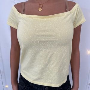Yellow off the shoulder dotted Tee